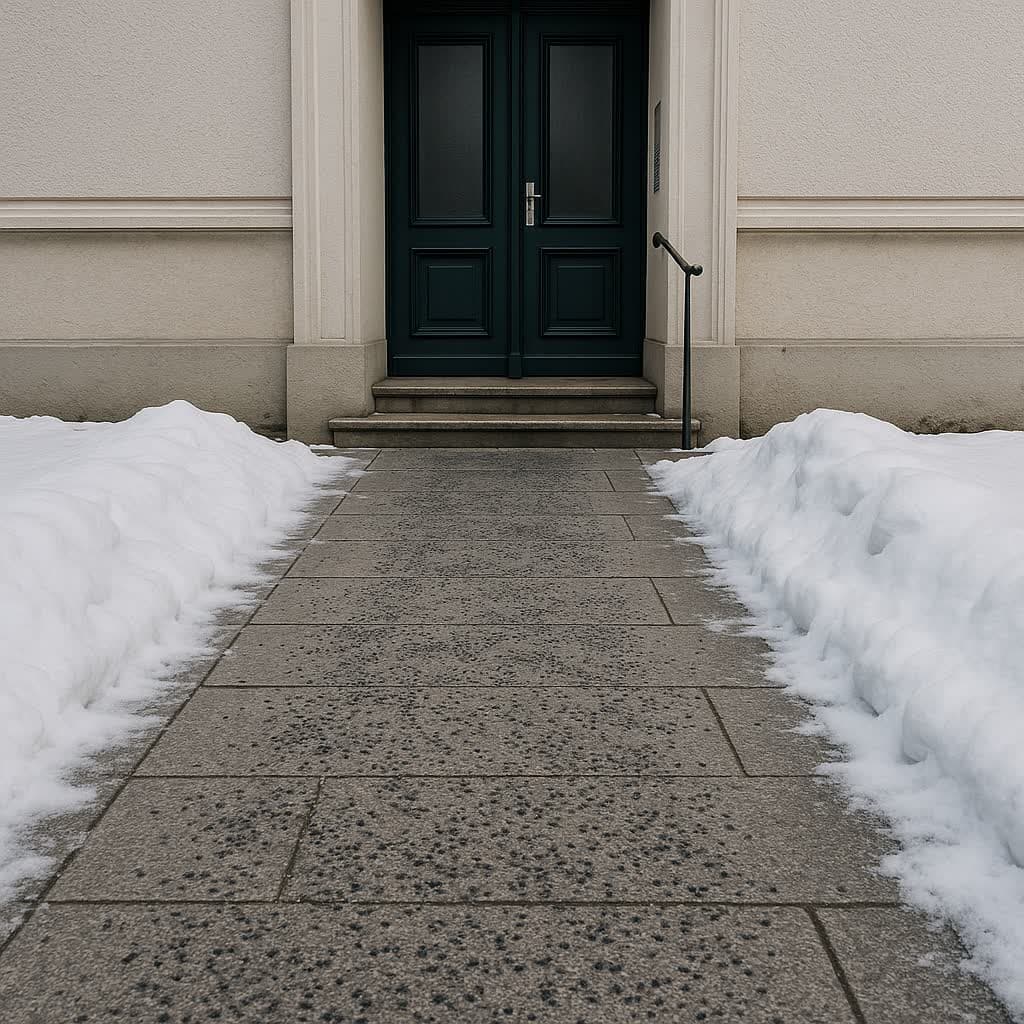 Winterdienst: geraeumter Gehweg, Berlin